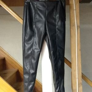 Black faux leather pants
